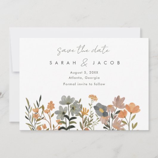 Save The Date Fleur sauvage Boho Mariage de automne Photo Enregi (Devant)