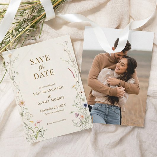 Save The Date Fleur sauvage Boho | Photo Botanique Enregistrer L