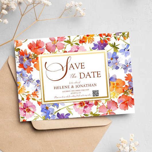 Save The Date Fleur sauvage Boho Rustique Floral Élégant Mariage