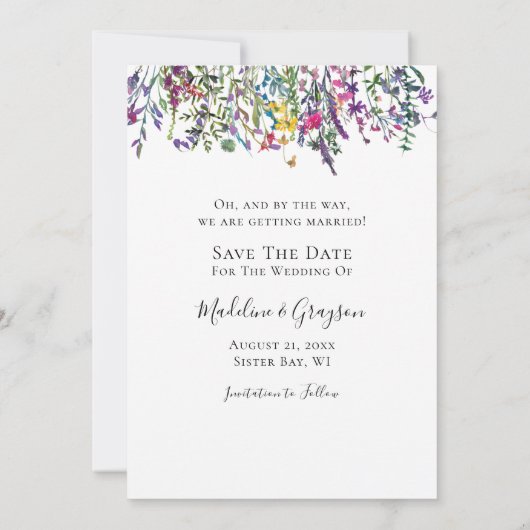 Save The Date Fleur sauvage Boissons gratuites Black White Maria (Dos)