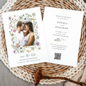Save The Date Fleur sauvage botanique | Photo et code QR
