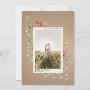 Save The Date Fleur sauvage Cardstock Mariage photo botanique