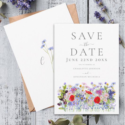 Save The Date Fleur sauvage coloré Aquarelle Boho Mariage