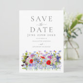 Save The Date Fleur sauvage coloré Aquarelle Boho Mariage (Debout devant)
