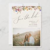 Save The Date Fleur sauvage coloré | Photo beige Meadow (Devant)