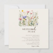 Save The Date Fleur sauvage couleur Monogramme beige Mariage pho (Devant)