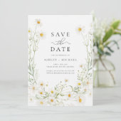 Save The Date Fleur sauvage Daisy White Boho Photo (Debout devant)