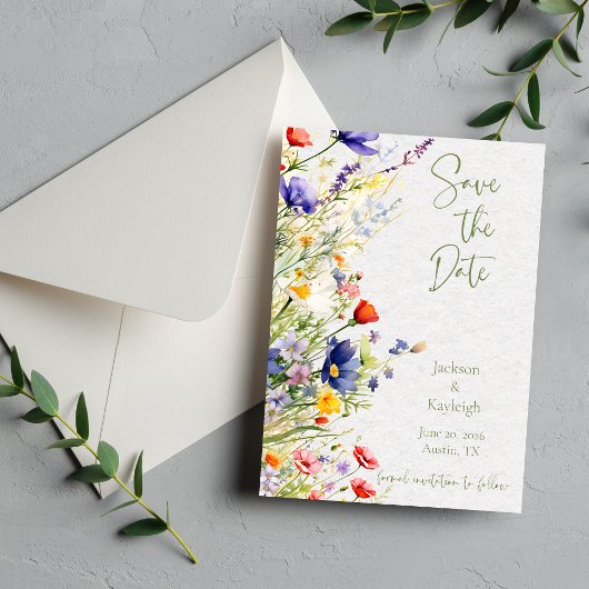 Save The Date Fleur sauvage d'aquarelle Enregistrer la date