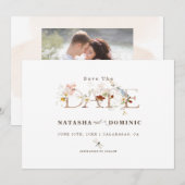Save The Date Fleur sauvage d'aquarelle romantique Jardin Photo (Devant / Derrière)
