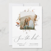 Save The Date Fleur sauvage d'automne Boho | Code QR du cadre ph (Devant)