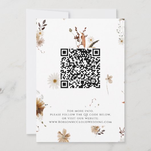 Save The Date Fleur sauvage d'automne Boho | Code QR du cadre ph (Dos)