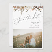 Save The Date Fleur sauvage d'automne Boho | Code QR photo (Devant)