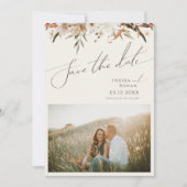 Save The Date Fleur sauvage d'automne Boho | Code QR photo beige (Devant)
