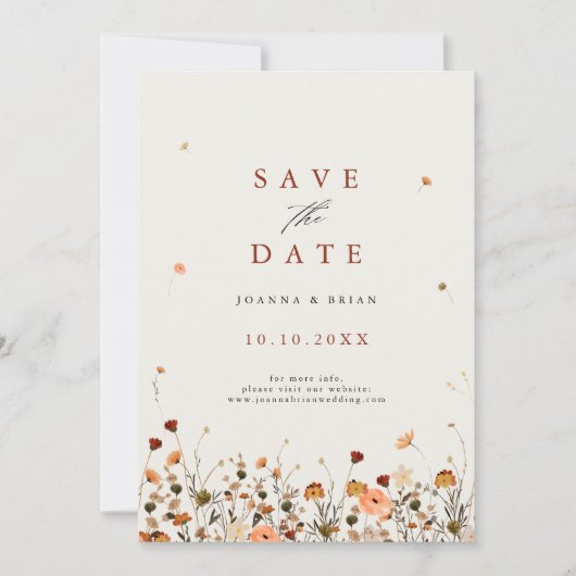 Save The Date Fleur sauvage d'automne Jardin Botanique Boho chic (Devant)
