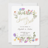 Save The Date Fleur sauvage de couleur aquarelle (Devant)