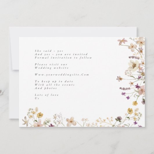 Save The Date Fleur sauvage de printemps élégant Boho Mariage ph (Dos)