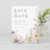 Save The Date Fleur sauvage d'été Floral Mariage (Debout devant)
