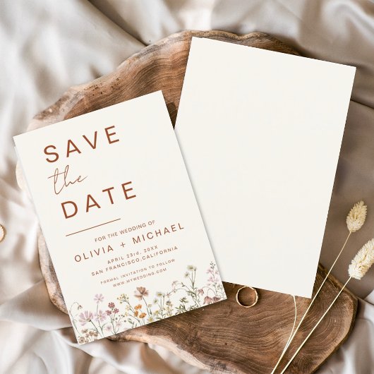Save The Date Fleur sauvage Elegant Boho Enregistrer la date Min
