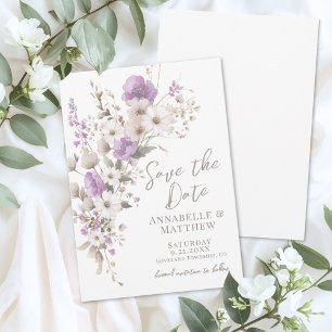Save The Date Fleur Sauvage Élégante Fleurs Violettes de Mariage