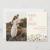Save The Date Fleur Sauvage Fleur Florale Jardin Photo Mariage (Devant)