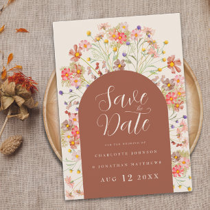 Save The Date Fleur sauvage floral Arch Rustique Boho Mariage de