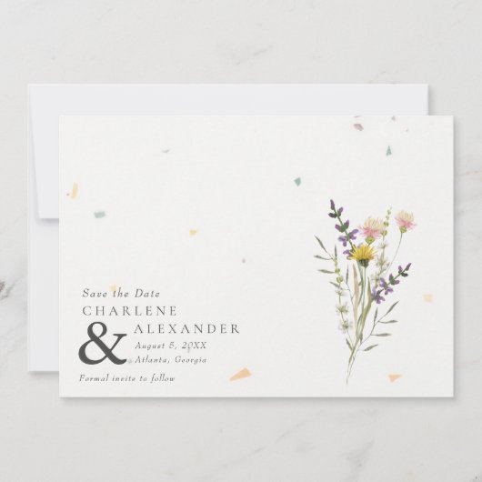 Save The Date Fleur sauvage Floral Garden Mariage photo (Devant)