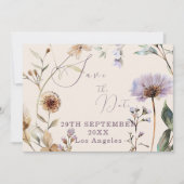 Save The Date Fleur sauvage Floral Moderne Mariage (Devant)