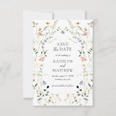 Save The Date Fleur sauvage Floral Wreath Garden Aquarelle Maria (Devant)