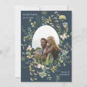 Save The Date Fleur sauvage Frame 2 Photo Mariage QR Code Marine (Devant)