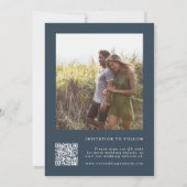 Save The Date Fleur sauvage Frame 2 Photo Mariage QR Code Marine (Dos)