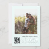 Save The Date Fleur sauvage Frame 2 Photo Mariage QR Code Mint (Dos)