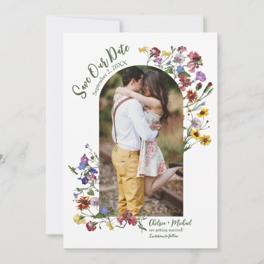 Save The Date Fleur sauvage Frame Rustic Boho Mariage (Devant)