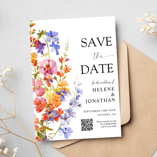 Save The Date Fleur sauvage Garden Boho Floral Mariage élégant