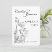 Save The Date Fleur sauvage illustré (Debout devant)