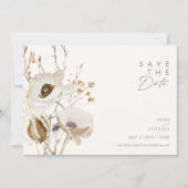 Save The Date Fleur sauvage lunatique | Horizontal ivoire (Devant)