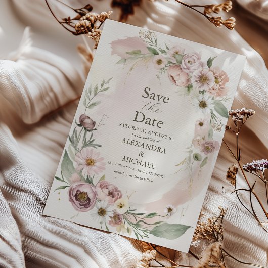 Save The Date Fleur sauvage Mariage Boho Pays Floral