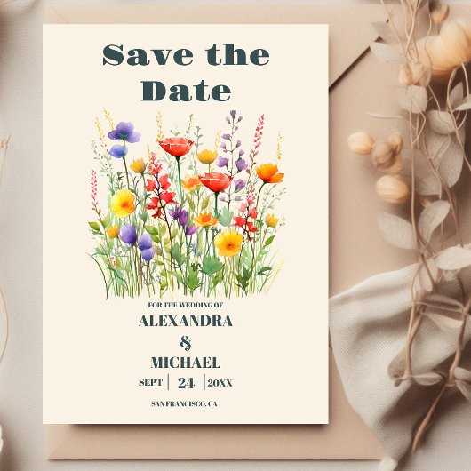 Save The Date Fleur sauvage Mariage Boho Pays Floral