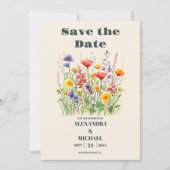 Save The Date Fleur sauvage Mariage Boho Pays Floral (Devant)