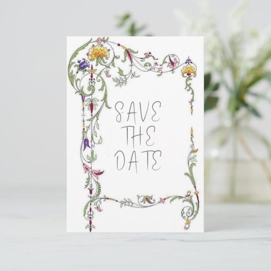 Save The Date Fleur sauvage Mariage Rustique Pays Fleurs sauvage (Debout devant)