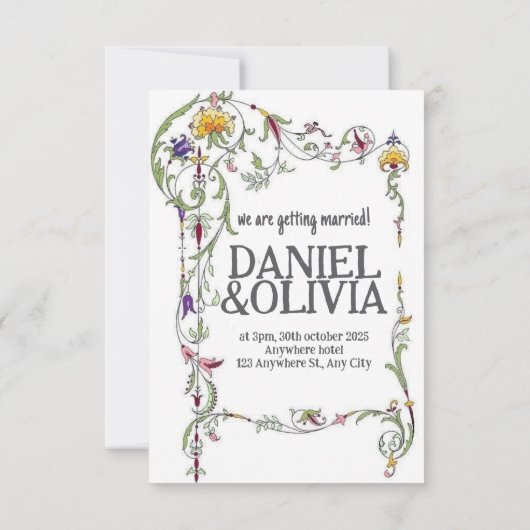 Save The Date Fleur sauvage Mariage Rustique Pays Fleurs sauvage (Dos)