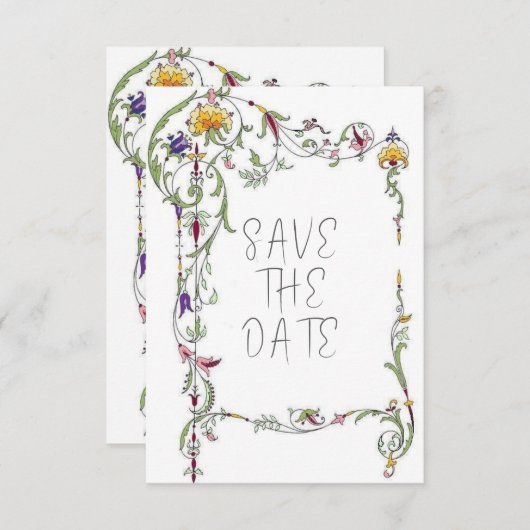 Save The Date Fleur sauvage Mariage Rustique Pays Fleurs sauvage (Devant / Derrière)