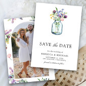 Save The Date Fleur sauvage Mason Jar Mariage photo