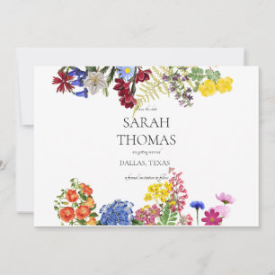 Save The Date Fleur sauvage Meadow Spring Floral Mariage coloré