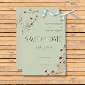 Save The Date Fleur sauvage moderne Sage Vert Mariage