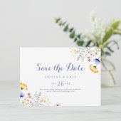 Save The Date Fleur sauvage multicouleur moderne Mariage horizon (Debout devant)