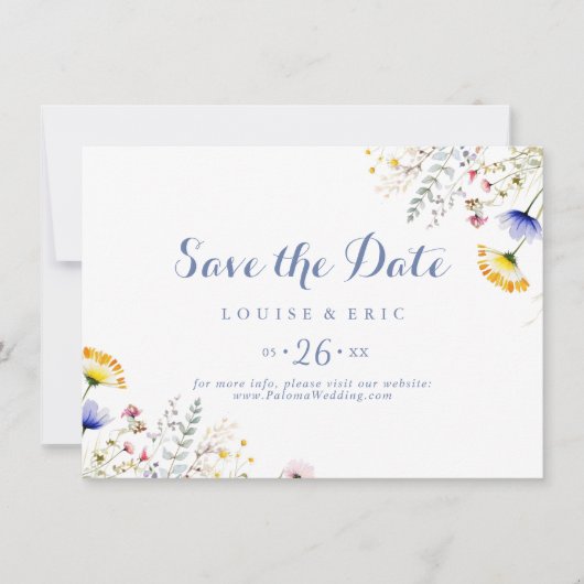 Save The Date Fleur sauvage multicouleur moderne Mariage horizon (Devant)