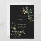 Save The Date Fleur sauvage noir Delicate Boho Mariage Photo (Devant)