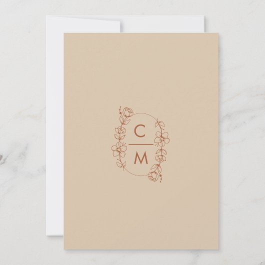 Save The Date Fleur sauvage orange brûlé Mariage d'arc de Bohême (Dos)