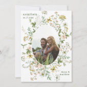 Save The Date Fleur sauvage Oval Frame 2 Photo Mariage QR Code (Devant)