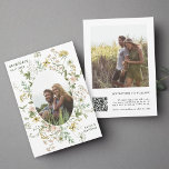 Save The Date Fleur sauvage Oval Frame 2 Photo Mariage QR Code<br><div class="desc">Ce mariage élégant sauve l'invitation de date dispose de beaux fleurs sauvages d'aquarelle peints à la main en rose, jaune et vert comme un cadre ovale avec une photo. Pour une personnalisation plus avancée de cette conception, cliquez sur le BOUTON OUTIL DESIGN BLEU ci-dessus ! Des articles correspondants sont également...</div>